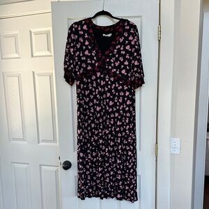 Boden black and Pink Floral Dress